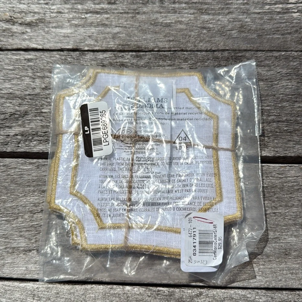 Williams Sonoma Cartouche Monogram Coasters, Set‎ of 4 letter R NWT